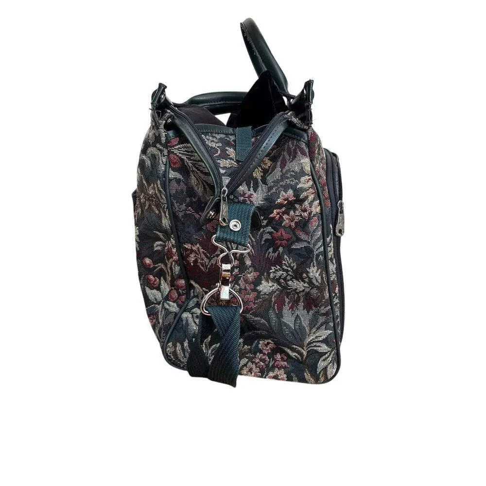 Atlantic Vintage Floral Tapestry Rolling Garment Bag Carry Suiter Travel Luggage